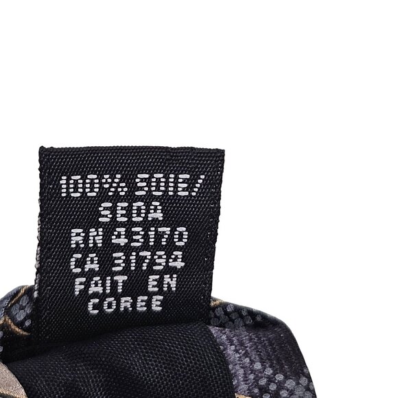 Dockers Mens Geometric Checkered Silk Tie Navy & Brown Korea Vintage Dressy - Picture 5 of 7